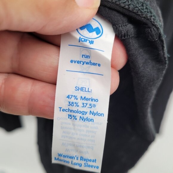 Janji Repeat Merino Long Sleeve Running Shirt Black Size Small - Picture 15 of 15